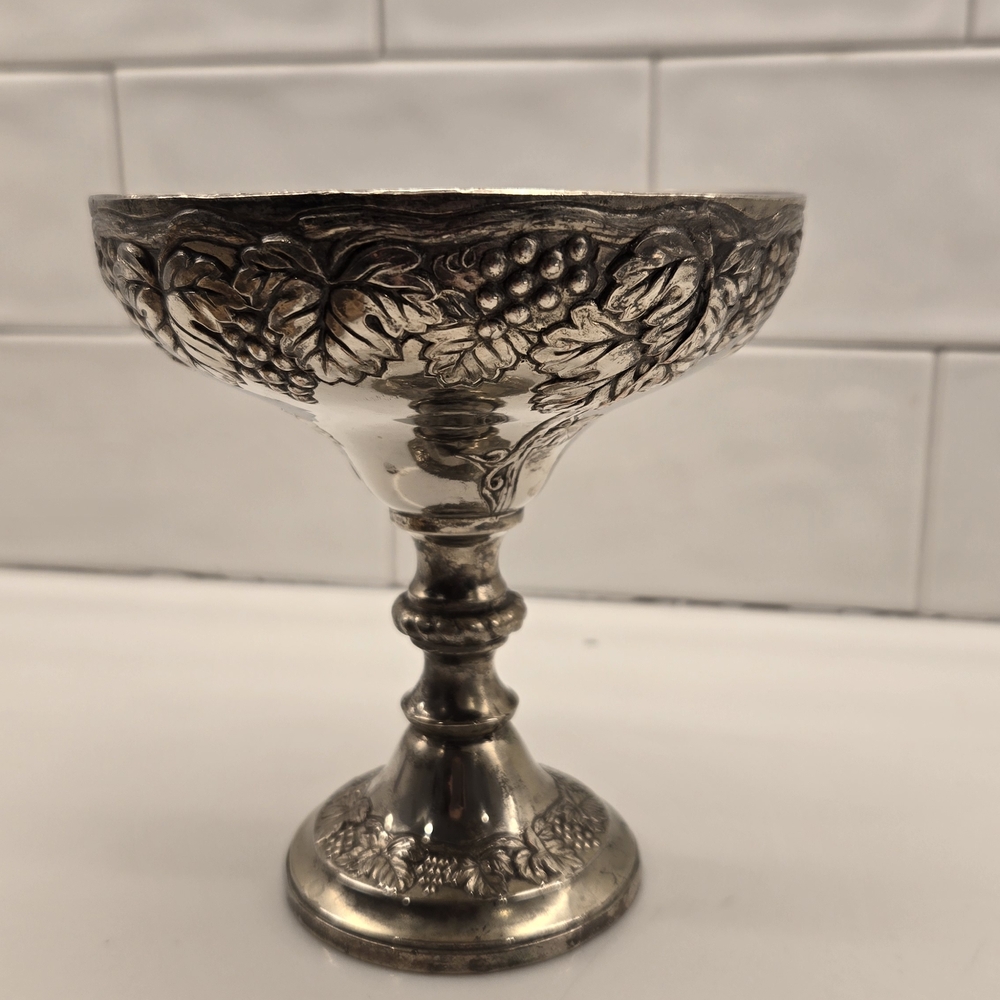 Elegant Silver Goblet with Leaf Design